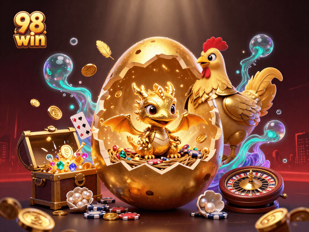 Engage with the 98 win casino experience featuring a dragon and poker chips in a vibrant scene.