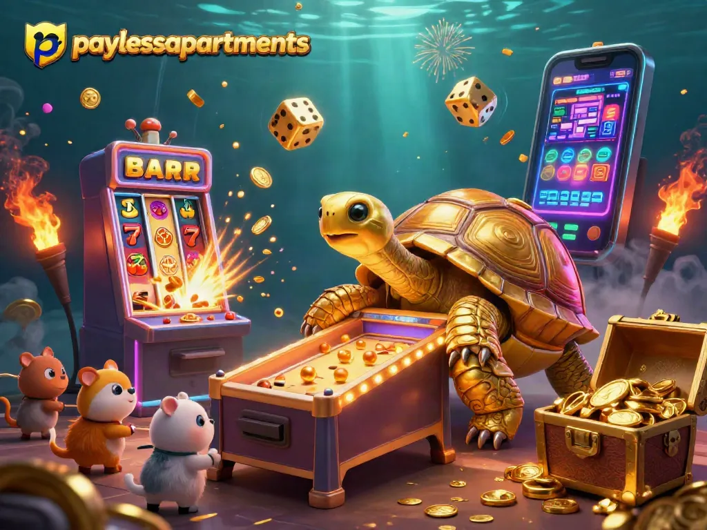 Bet and score big at paylessapartments, featuring fun casino-themed characters with vibrant game elements.