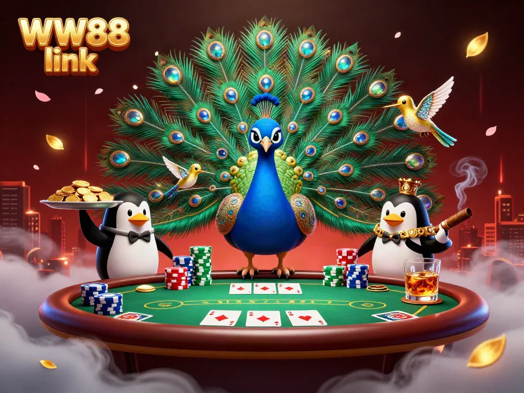Immerse in the thrill of gambling with the vibrant WW88 link showcasing dynamic casino elements and lively characters.